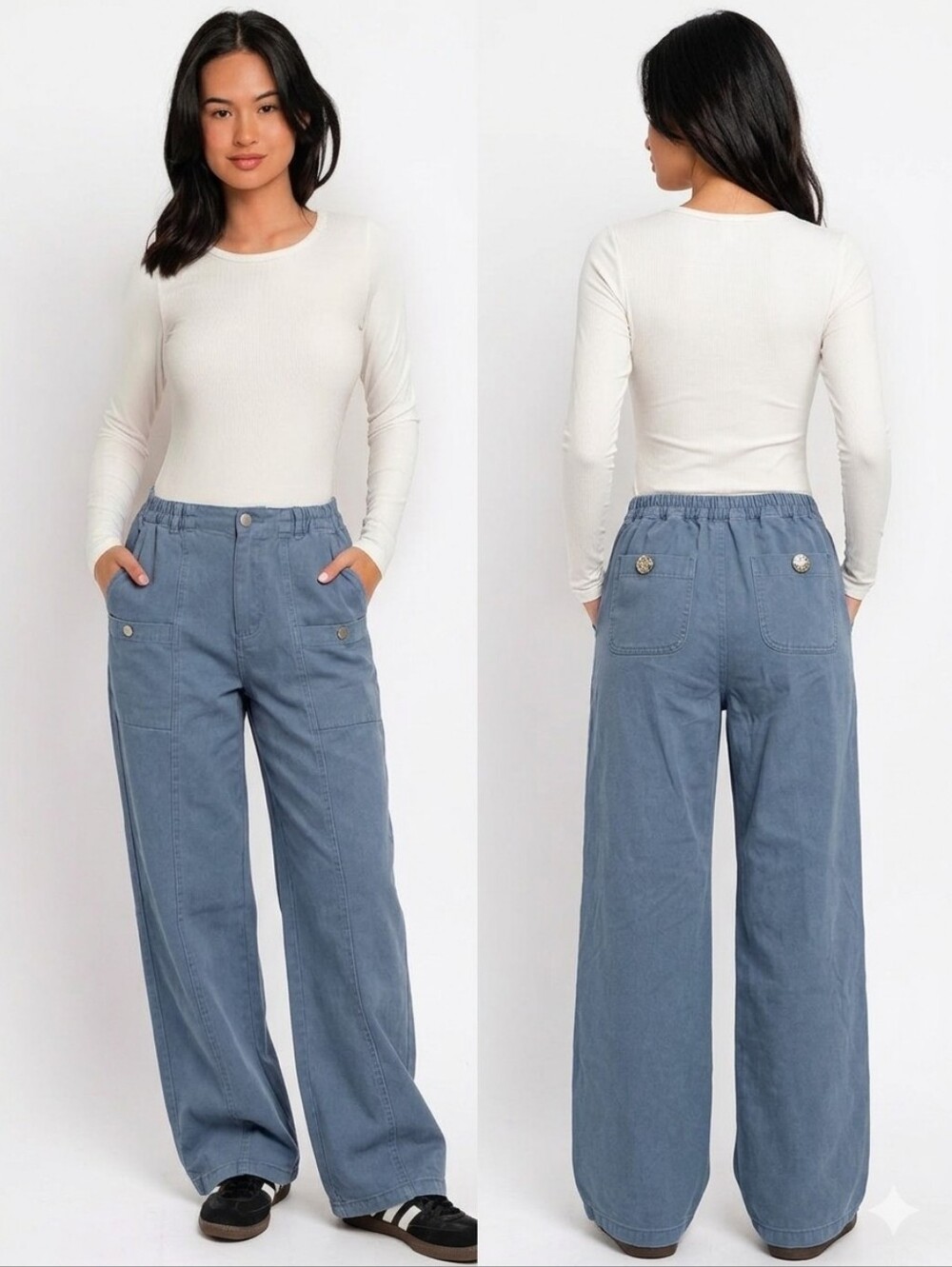 Le Lis Slate Blue Pull-On Casual Pants